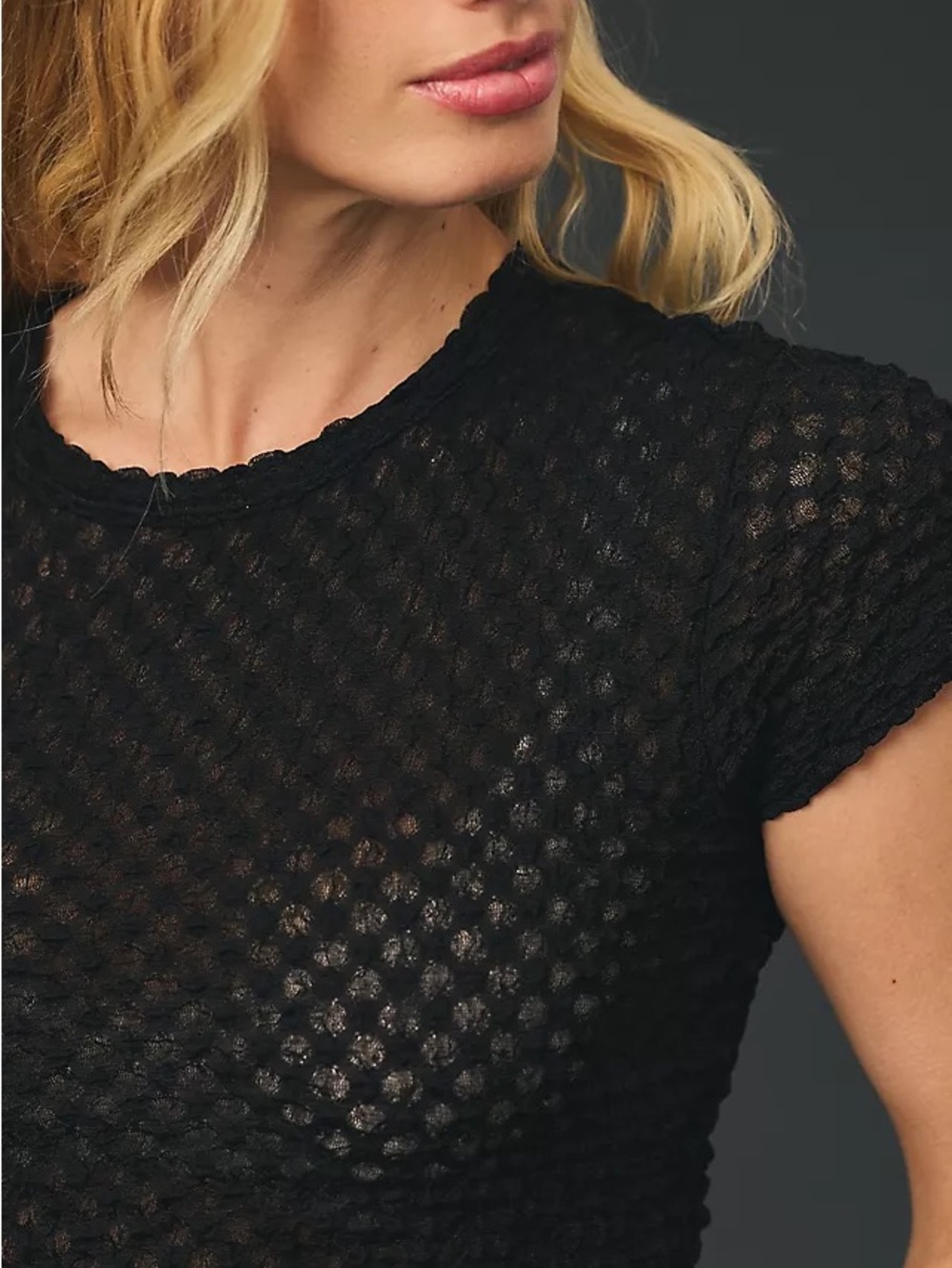 Frame mesh Short Sleeve Top